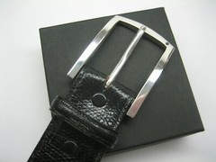 Sterling silver 925 buckle w/Genuine Lizard-1.1/2&Prime; belt MADE IN U.S.A.