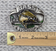 Vintage Siskiyou Belt Buckle Mens Pewter Bass Fishing 1986 Western Oval