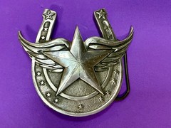 Lucky Horseshoe Winged Star Fine Pewter 2004 Belt Buckle Great American Products