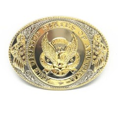 Western Cowboy Bright Gold American Eagle Belt Buckle fits 1-1/2&Prime;(38mm) Belt