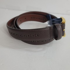 Club Room Belt Mens Large 38-40 Brown Faux Leather Brogue Casual Gold Buckle NEW