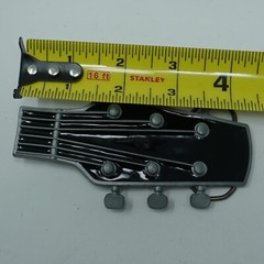 Vintage Guitar Headstock Black Enamel Country Musician Rock and Roll Belt Buckle