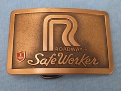 ROADWAY TRANSPORT 1 YEARS SAFETY AWARD BELT BUCKLE ATA PATCH SAFE DRIVER