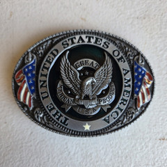 Oval Patriotic Eagle American Flag Western Belt Buckle Metal Fits 1.5&Prime; Belt