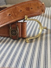 Tory Brown Bridle Leather / Spur Equestrian Brass Buckle Sz 38 – Braided Leather