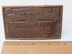 Vintage Budweiser Belt Buckle- Copper Tone Anheuser Bush Trendy Hipster -A15