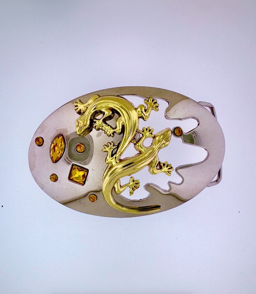Golden Gecko Classic Belt Buckle | American Western Silver Vintage Buckle