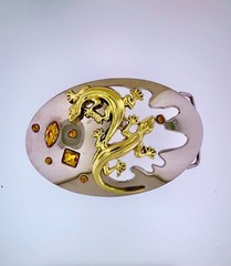 Golden Gecko Classic Belt Buckle | American Western Silver Vintage Buckle