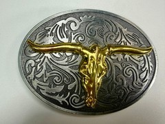 Longhorn Cow Bull Head Steer Skull Silver Gold Color Western Cowboy Belt Buckle