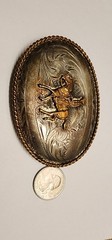 .925 Silver Front Vintage German Silver Western Belt Buckle Cowboy Roping