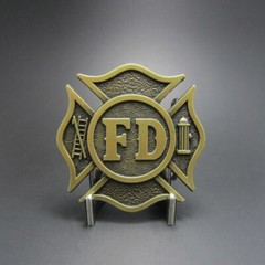 Fire Department Bronze Plated FD Firefighter Metal Belt Buckle