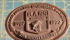 VINTAGE 1992 BASS ANGLERS SPORTSMAN SOCIETY FISHING BELT BUCKLE 25th Anniversary