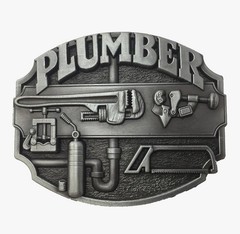 Silver Plumber Plumbing Tools Occupational Western Metal Belt Buckle Men Antique