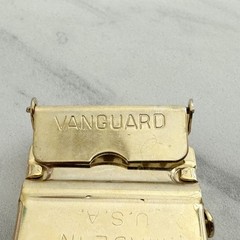 Vanguard Vintage Military Web Clamp Belt Buckle Gold Tone Made in USA Signed
