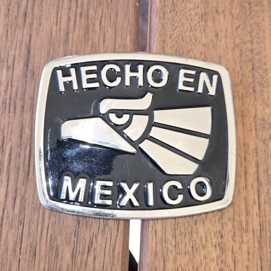 Men&rsquo;s Hecho en Mexico Eagle Belt Buckle Silver/Black Metal Western 1.5in