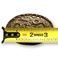 VTG Brass Dragon Belt Buckle A Dezy Denver Oval Relief Mystical USA Collectible