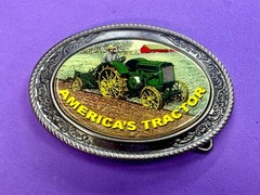 America&rsquo;s Tractor Agricultural Farm Scene Farmers Western Style Belt Buckle