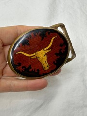 Von West Tech Ether Guild Blank Longhorn Bull Steer 1970s Vintage Belt Buckle