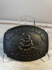 America Don&rsquo;t Tread On Me Gadsden Flag Snake Belt Buckle Antique Bronze Tone