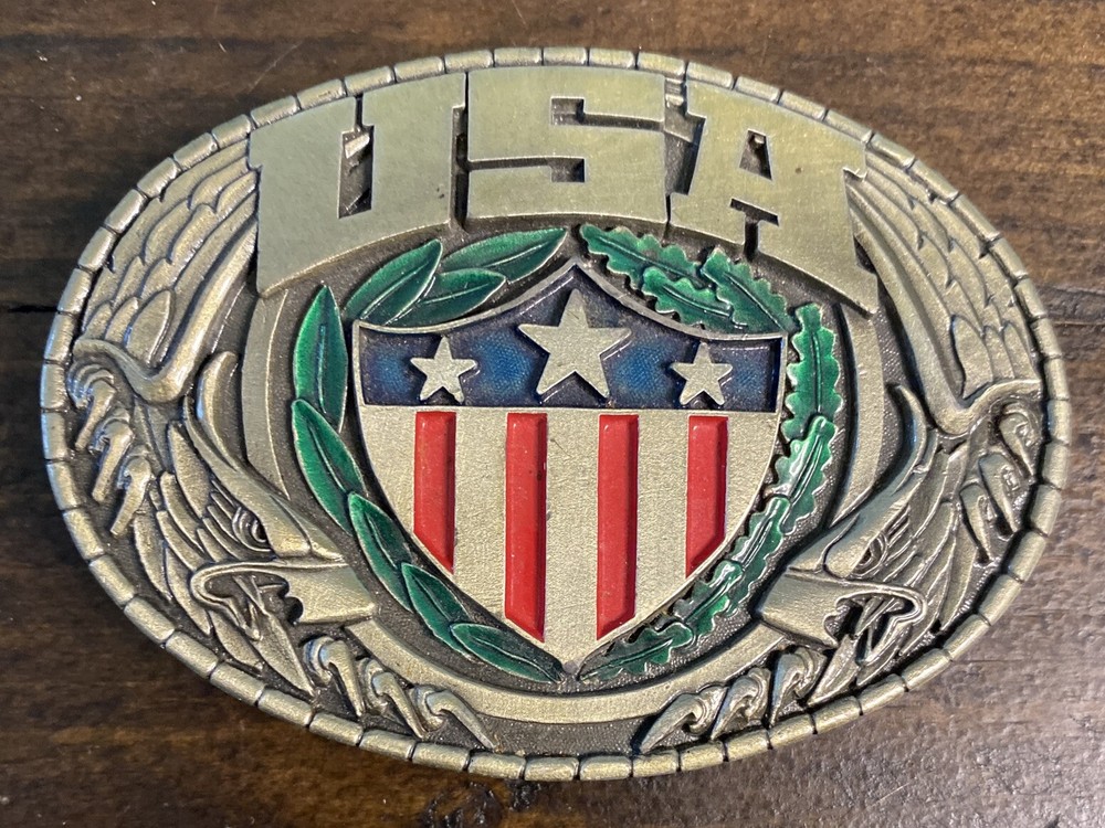 VINTAGE INDIANA METALCRAFT “USA” BELT BUCKLE
