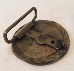 Vintage Bronze 2-3/8&Prime; Round Sword Moon Star Designed Belt Buckle EUC
