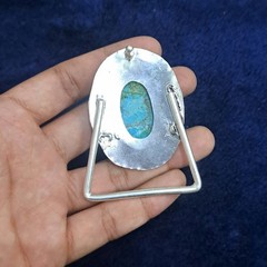 Natural Turquoise Silver Plated Belt Buckle Handmade Blue Gemstone Western Boho