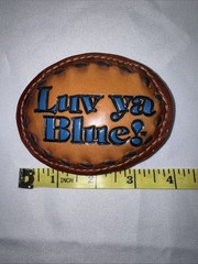 Vintage « Luv Ya Blue!  » OILERS Belt Buckle Leather Top Grain Cowhide 8909 🔥🔥