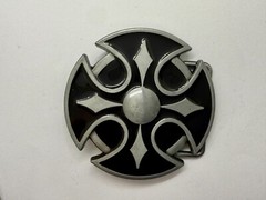 Maltese Celtic Iron Cross Religious Black Enamel Cutout Gothic Punk Belt Buckle
