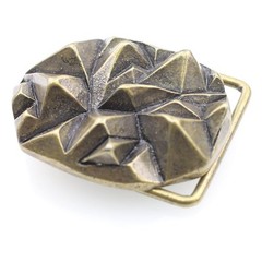 Geometric Pyramid Engraved Belt Buckle in Antique Bronze, Vintage Interchangeable Buckle