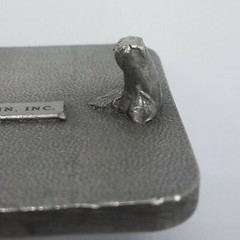 Vintage 1985 Komatsu Vanguard Series Pewter and Blue Enamel Belt Buckle
