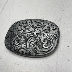 Itera Belt Buckle Mens Antique Silver Engraved Western Scroll Floral Cowboy