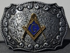 Masonic BELT BUCKLE Freemason Gold Tone Rodeo Western Cowboy HEBILLA VAQUERA