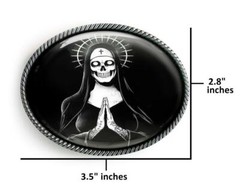 Santa Muerte Day of the Dead Sugar Skull Handmade Belt Buckle