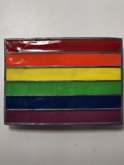 Great American Products Lot of 2 Rainbow Pride Striped Enamel Belt Buckles LGBTQ
