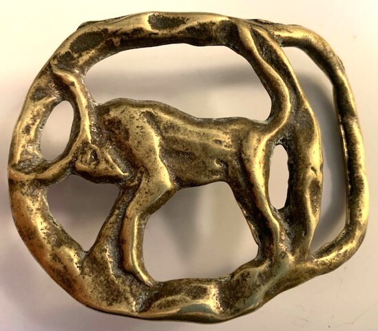 Vintage Solid Brass Zodiac Taurus the Bull Belt Buckle -3.75&Prime; x 2.5&Prime; – Inscribed