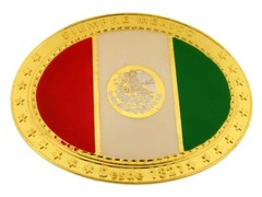 Flag Mexico Belt Buckle Gold Metal Western Rodeo New Men Women Mexican Holiday