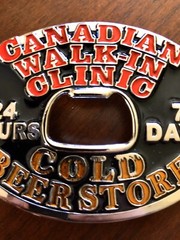 Funny Canadian Walk-In Clinic With Bottle Opener Metal Unisex Men’s Belt Buckle