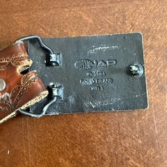 Vtg 1984 NAP Solid Brass Belt Buckle Bass Fish Woodgrain Western USA Leather