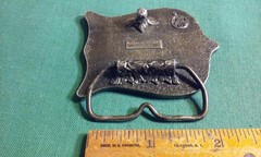Vintage USA 1980 Olympics Shield Logo Brass Belt Buckle Bergamot made in USA