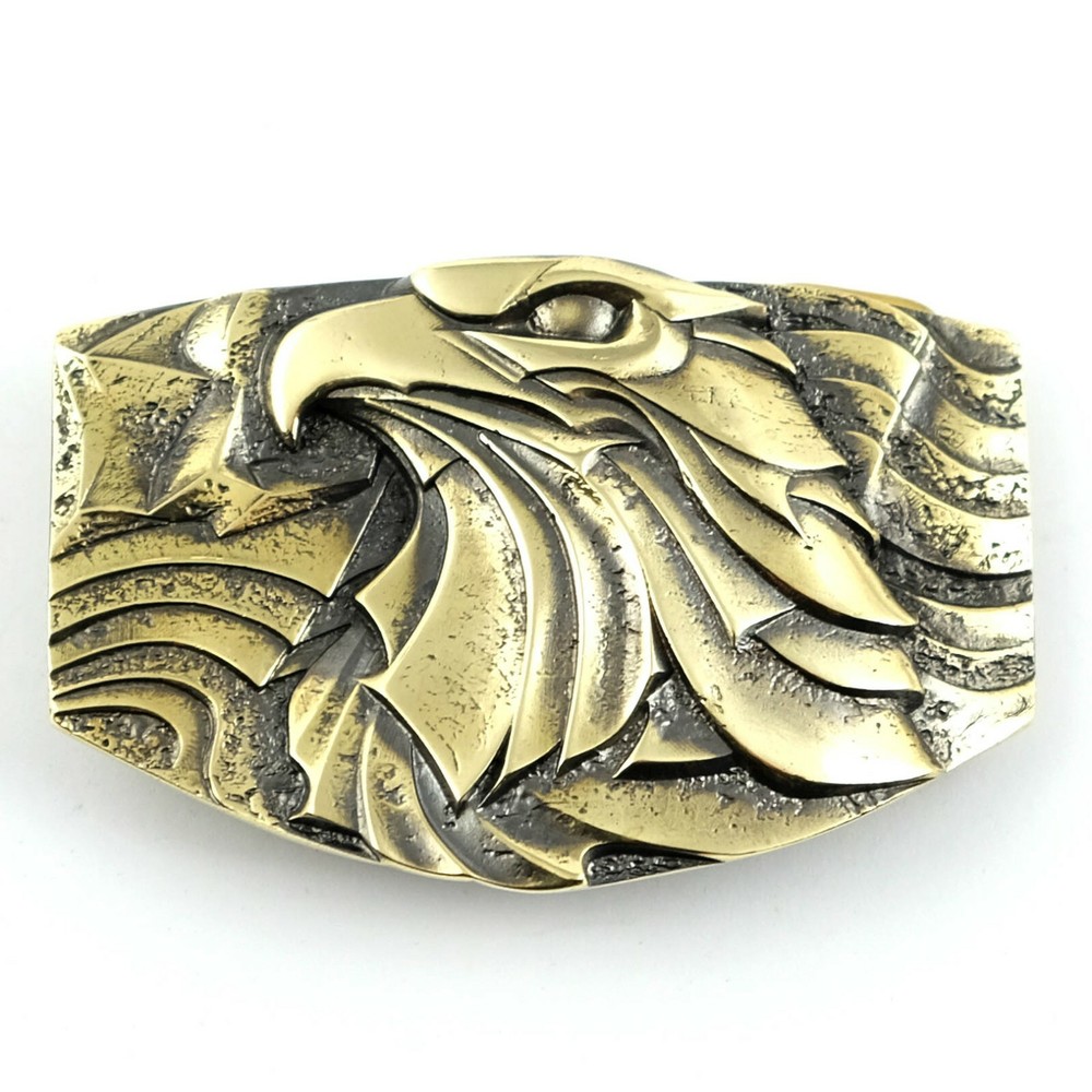 Bald eagle belt buckle, bird of prey solid brass belt buckle for men and women