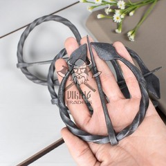 Hand-Forged Medieval Viking Iron Brooch Leaf Design Cloak Pin ( Set of 4)