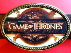 GAME of THRONES epoxy photo belt buckle and Brown Bonded Leather Belt – NEW!