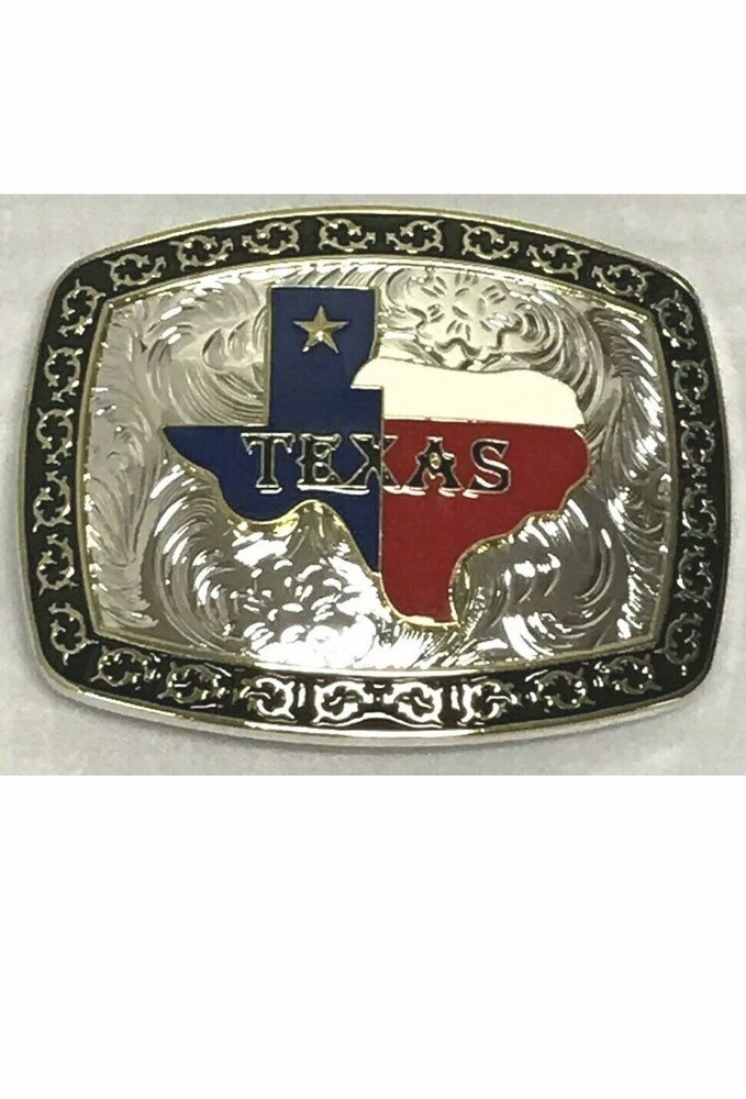 TEXAS STATE BELT BUCKLE MAP FLAG WESTERN RODEO COWBOY HEAVY Hebillas Vaqueras