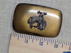 vintage USA made COWBOY belt buckle WESTERN horse RODEO buckin bronco CHAMBERS