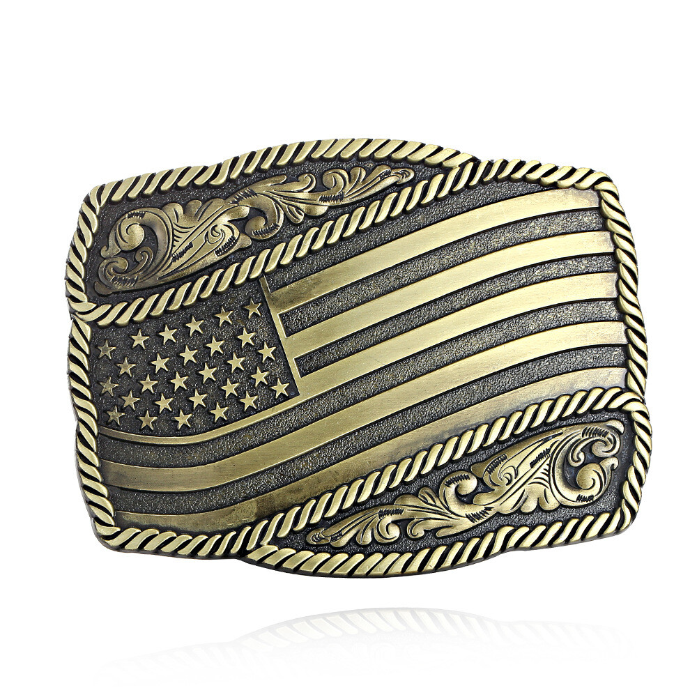 American Flag Men&rsquo;s Belt Buckle Western Cowboy Native American (XFL-01-G)
