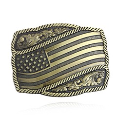 American Flag Men&rsquo;s Belt Buckle Western Cowboy Native American (XFL-01-G)