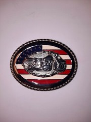 U.S.A. Flag Motorcycle Metal Belt Buckle *Heavy* Buckle Only United States