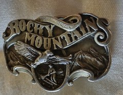 Rocky Mountains Belt Buckle Eagle Gold Miner 1985 Commemorative 51/2500 Vintage