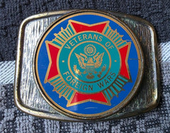 VINTAGE GOLDTONE VETERANS OF FOREIGN WARS BELT BUCKLE – 2 7/8&Prime;L