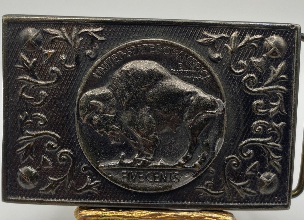 VTG 1972 James Lind Belt Buckle Buffalo Southwestern Brass Wyoming Studio